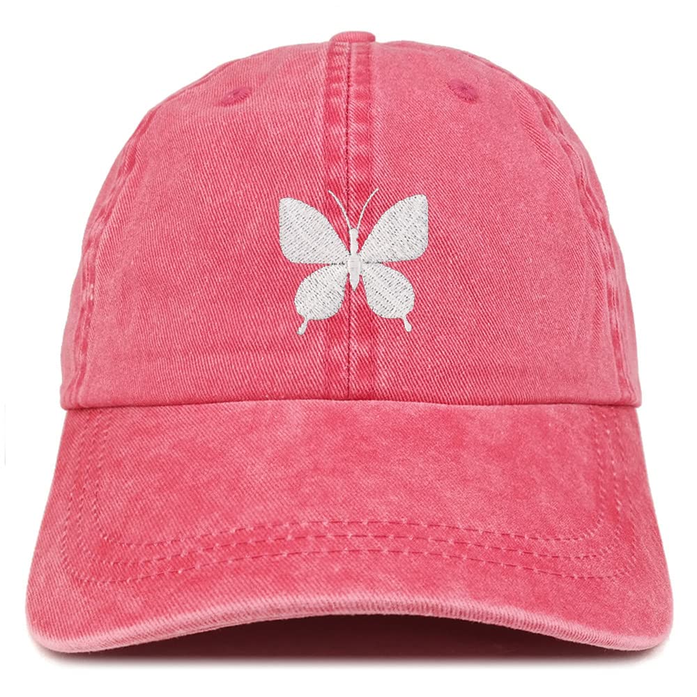Trendy Apparel Shop Butterfly Embroidered Pigment Dyed Washed Baseball Cap