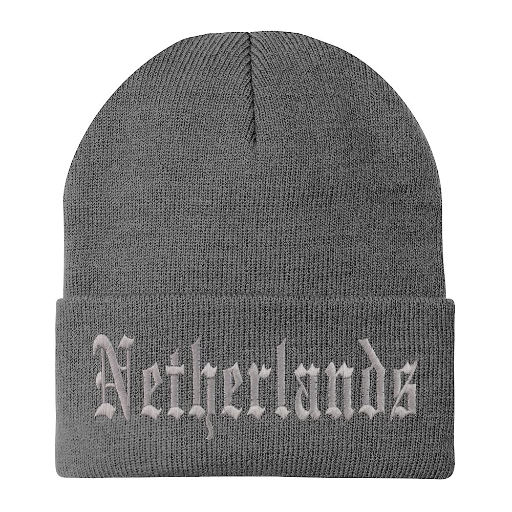 Trendy Apparel Shop Netherlands Old English Embroidered Long Cuff Beanie