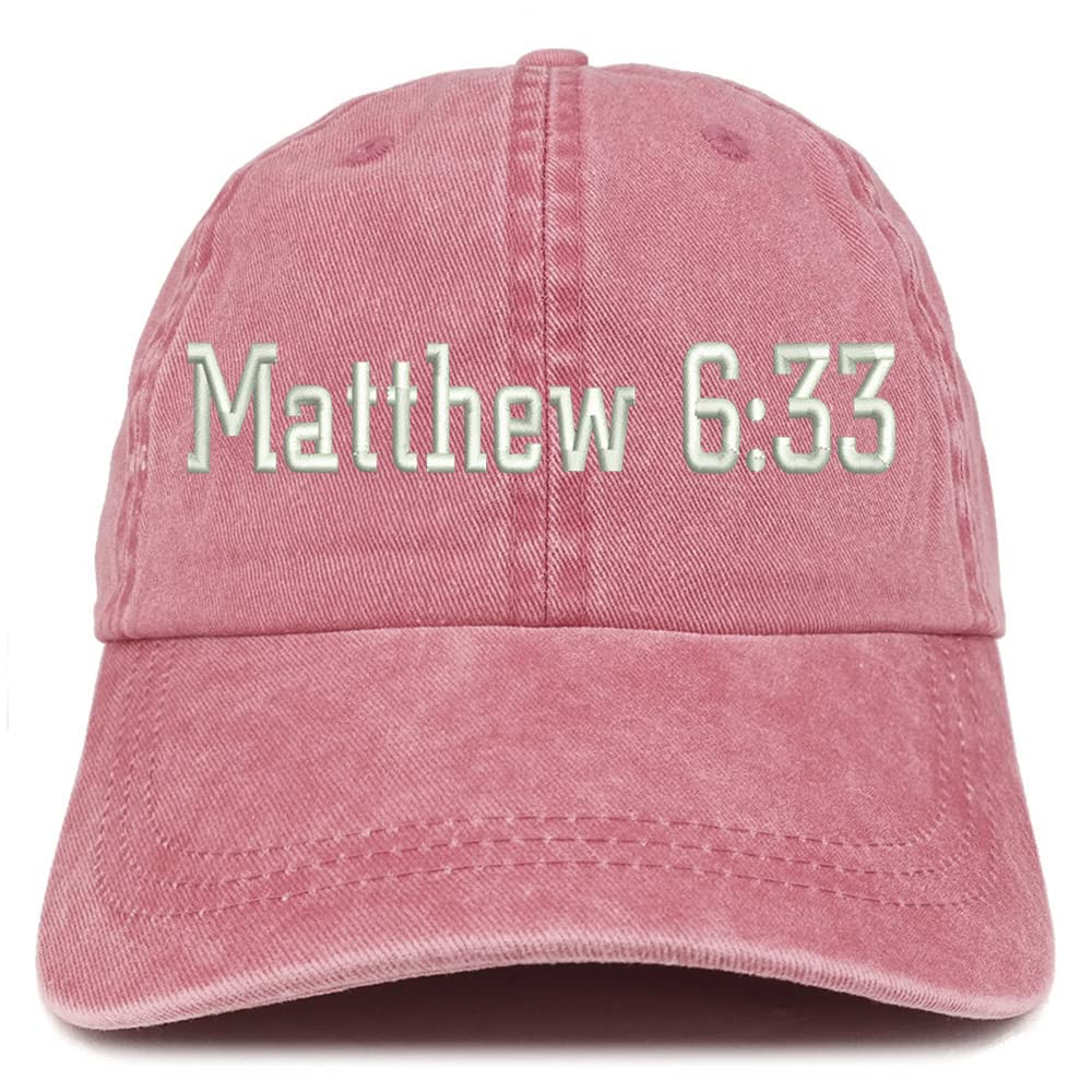 Trendy Apparel Shop Matthew 6:33 Washed Pigment Dyed Baseball Cap