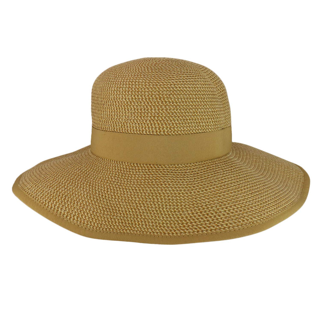 Trendy Apparel Shop UPF 50+ Grosgrain Ribbon Band Paper Braid Tweed Sun Hat