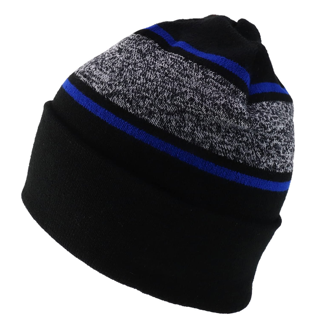 Trendy Apparel Shop Made in USA Striped Contrasting Stripes Long Cuff Beanie