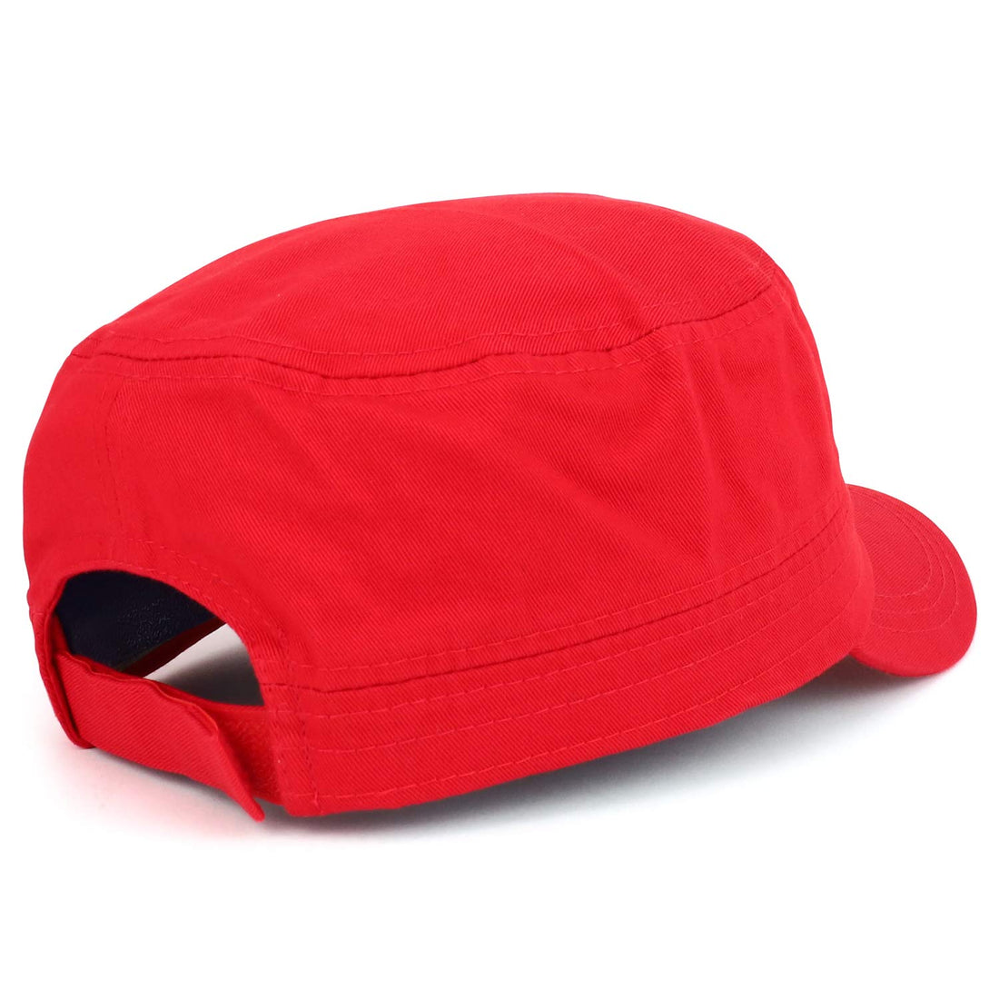Trendy Apparel Shop Plain Castro Flat Top Style Army Cap with Pocket