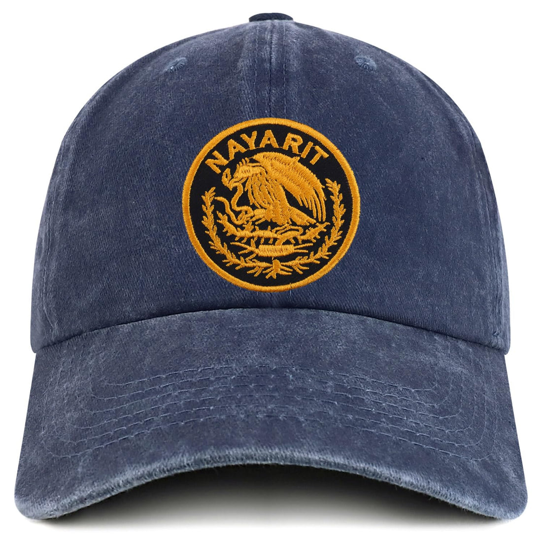 Trendy Apparel Shop Nayarit Mexico Gold Embroidered Patch Pigment Dyed Washed Baseball Cap
