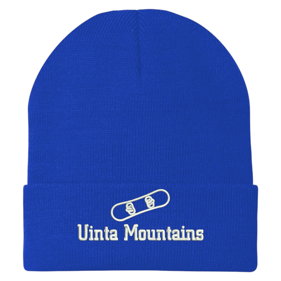 Trendy Apparel Shop Uinta Mountains Snowboard Logo Embroidered Long Cuff Beanie