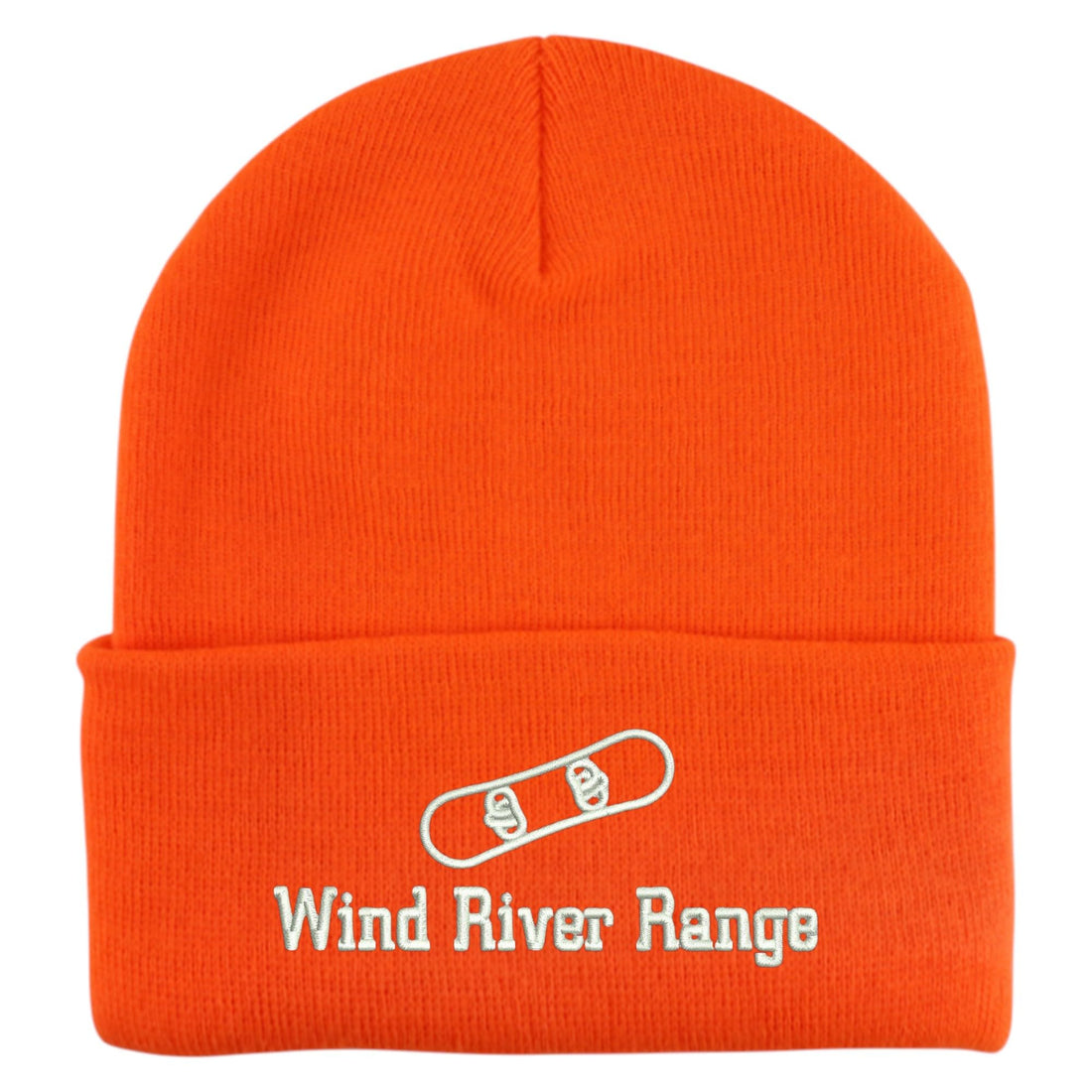 Trendy Apparel Shop Wind River Range Snowboard Logo Embroidered Long Cuff Beanie