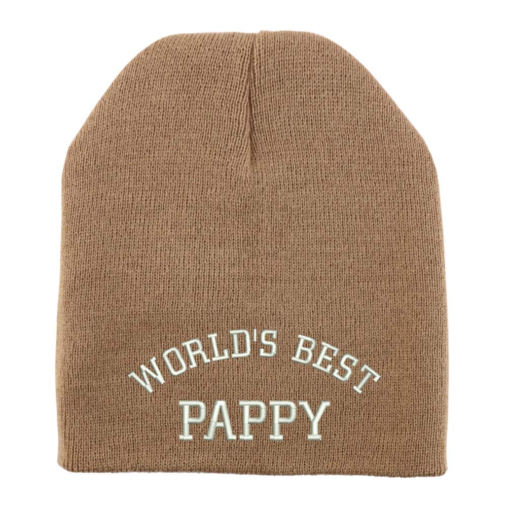 Trendy Apparel Shop World's Best Pappy Embroidered Made in USA Short Acrylic Knit Winter Beanie Hat