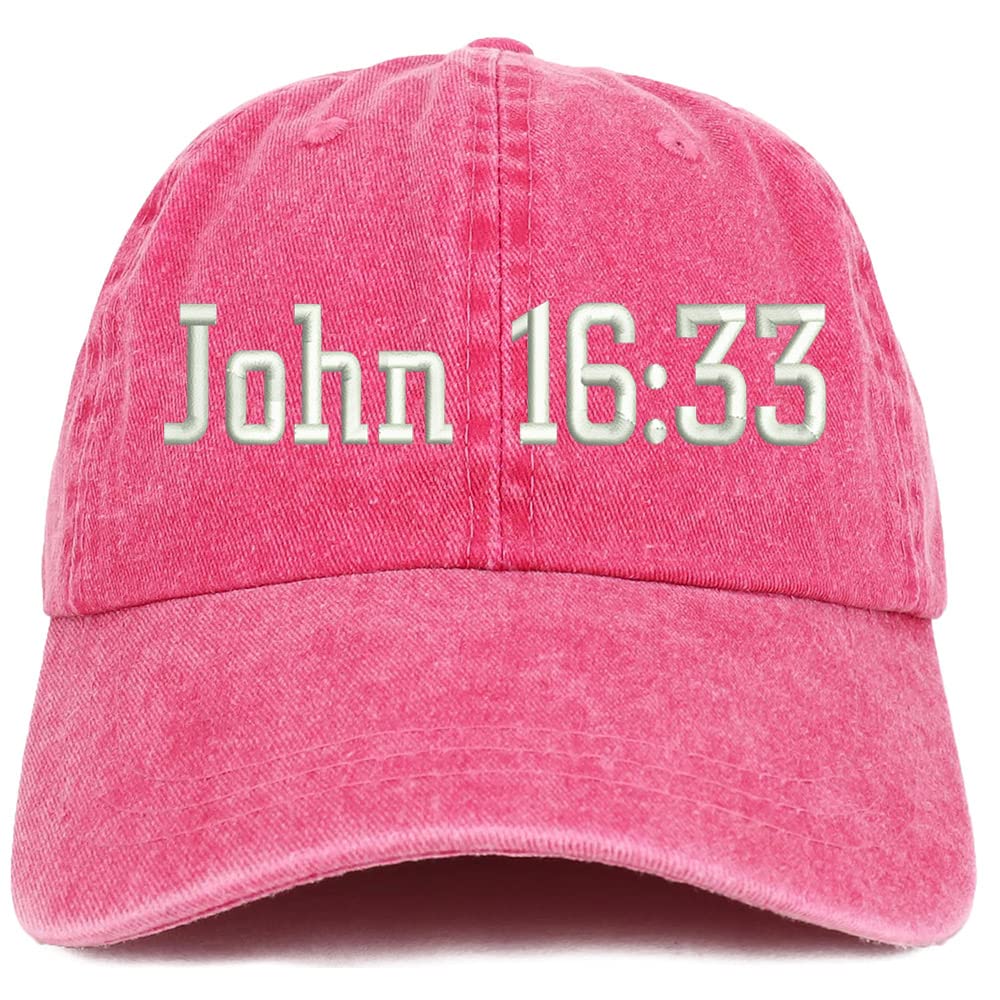 Trendy Apparel Shop John 16:33 Washed Pigment Dyed Baseball Cap