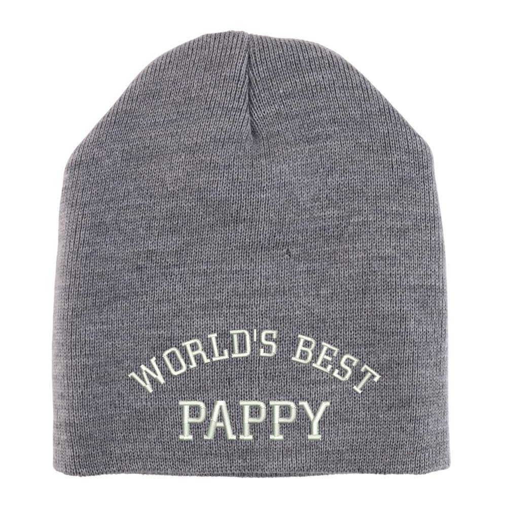 Trendy Apparel Shop World's Best Pappy Embroidered Made in USA Short Acrylic Knit Winter Beanie Hat