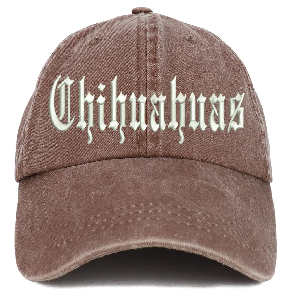 Trendy Apparel Shop Old English Chihuahuas Washed Pigment Dyed Baseball Cap