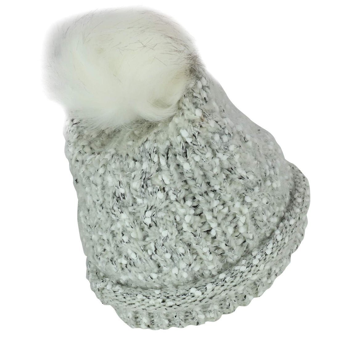 Trendy Apparel Shop Marled Winter Fur Pom Cuff Long Stretchy Beanie