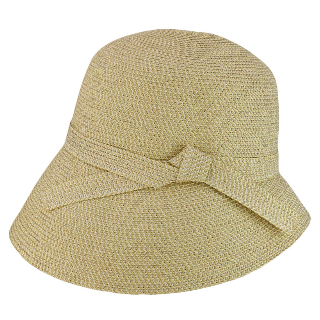 Trendy Apparel Shop Women's UPF 50+ Paper Braid Tweed Slanted Brim Cloche Hat