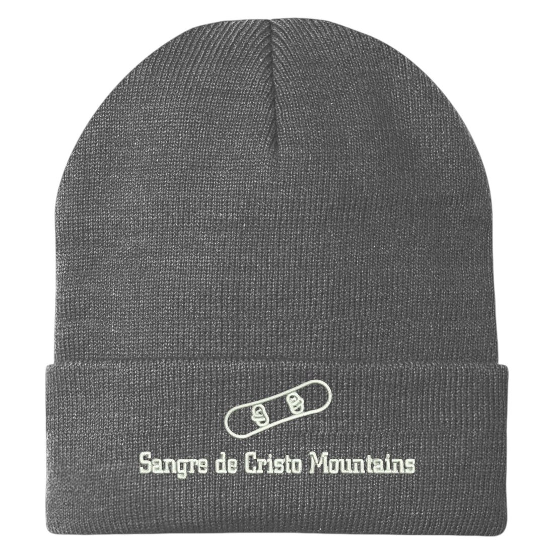 Trendy Apparel Shop Sangre de Cristo Mountains Snowboard Logo Embroidered Long Cuff Beanie