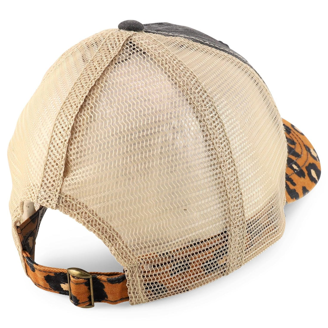 Trendy Apparel Shop Women's Animal Print Mesh Back Ponytail Baseball Cap