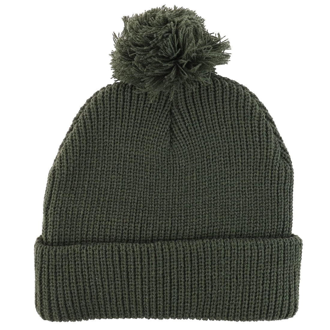 Trendy Apparel Shop XXL Oversized Solid Pom Pom Winter Ribbed Cuffed Beanie