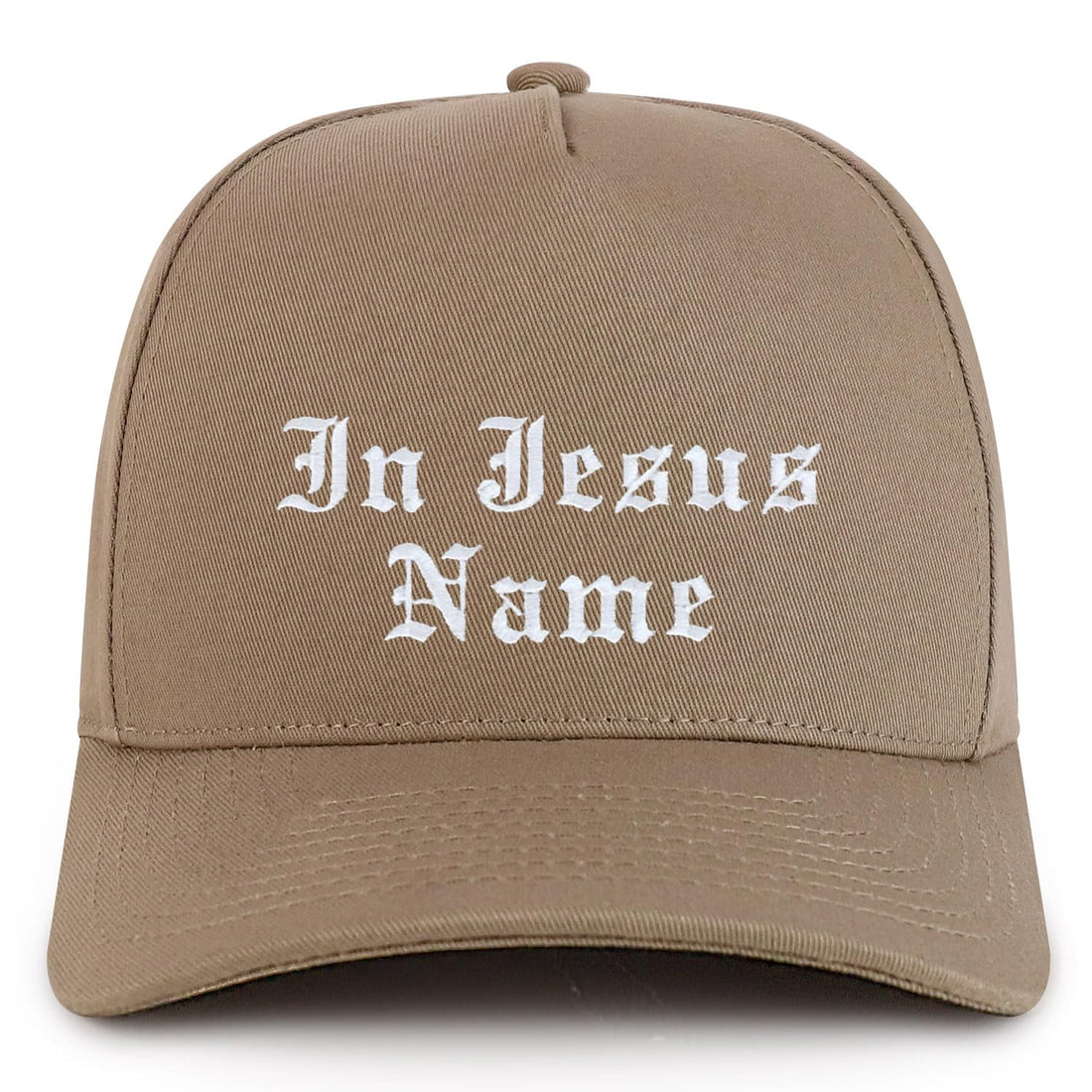 Trendy Apparel Shop in Jesus Name Embroidered 5 Panel Structured Baseball Cap