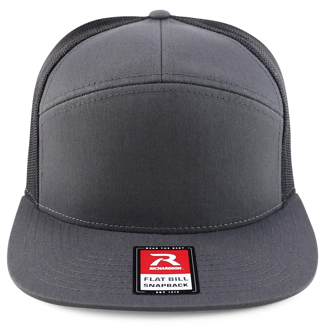 Trendy Apparel Shop Structured High Profile 7 Panel Flat Bill Mesh Back Snapback Cap