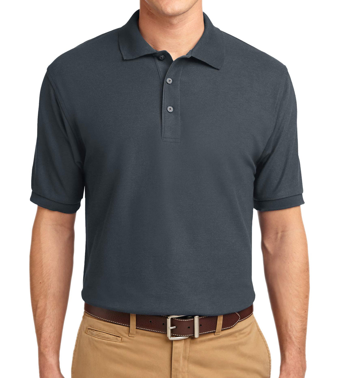 Trendy Apparel Shop Silky Classic Comfortable Fit Wrinkle Resistant Polyester Blend Men's Polo Big and Tall Shirt