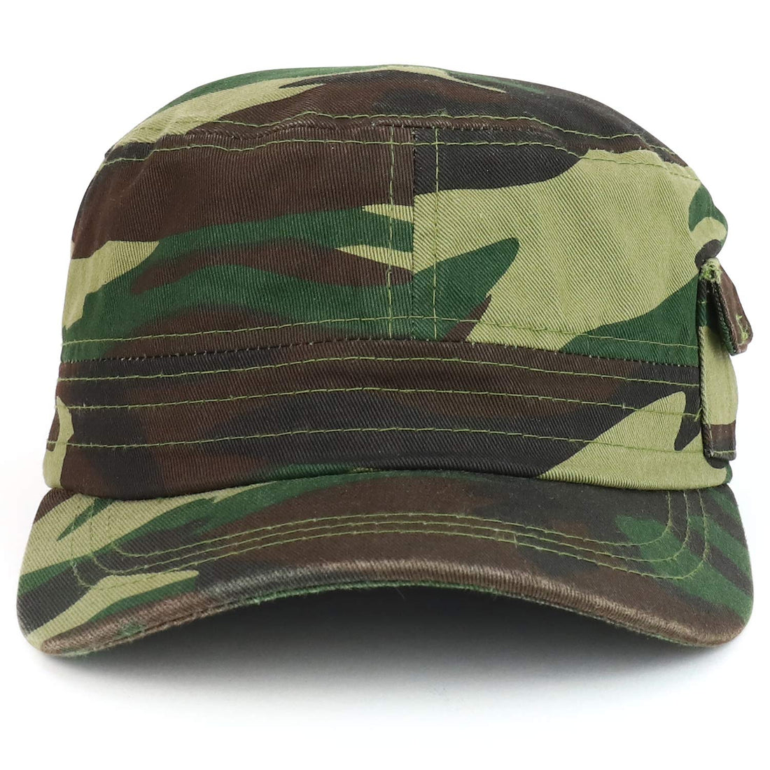 Trendy Apparel Shop Plain Castro Flat Top Style Army Cap with Pocket