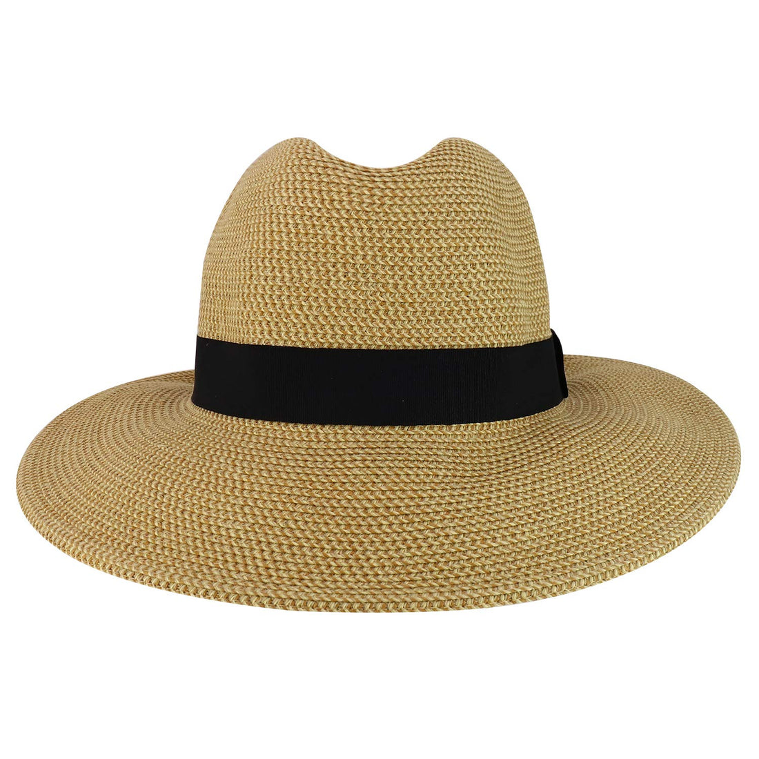 Trendy Apparel Shop UPF 50+ Paper Braid Tweed Large Flat Brim Fedora Hat