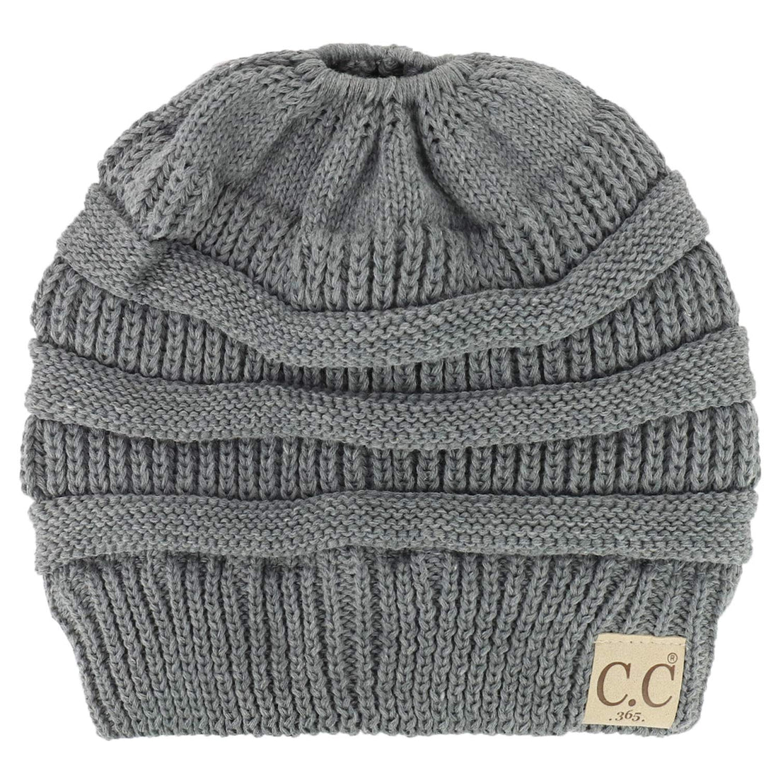 Trendy Apparel Shop Women's Lightweight Ribbed Knit 365 Stretchable Ponytail Beanie Cap