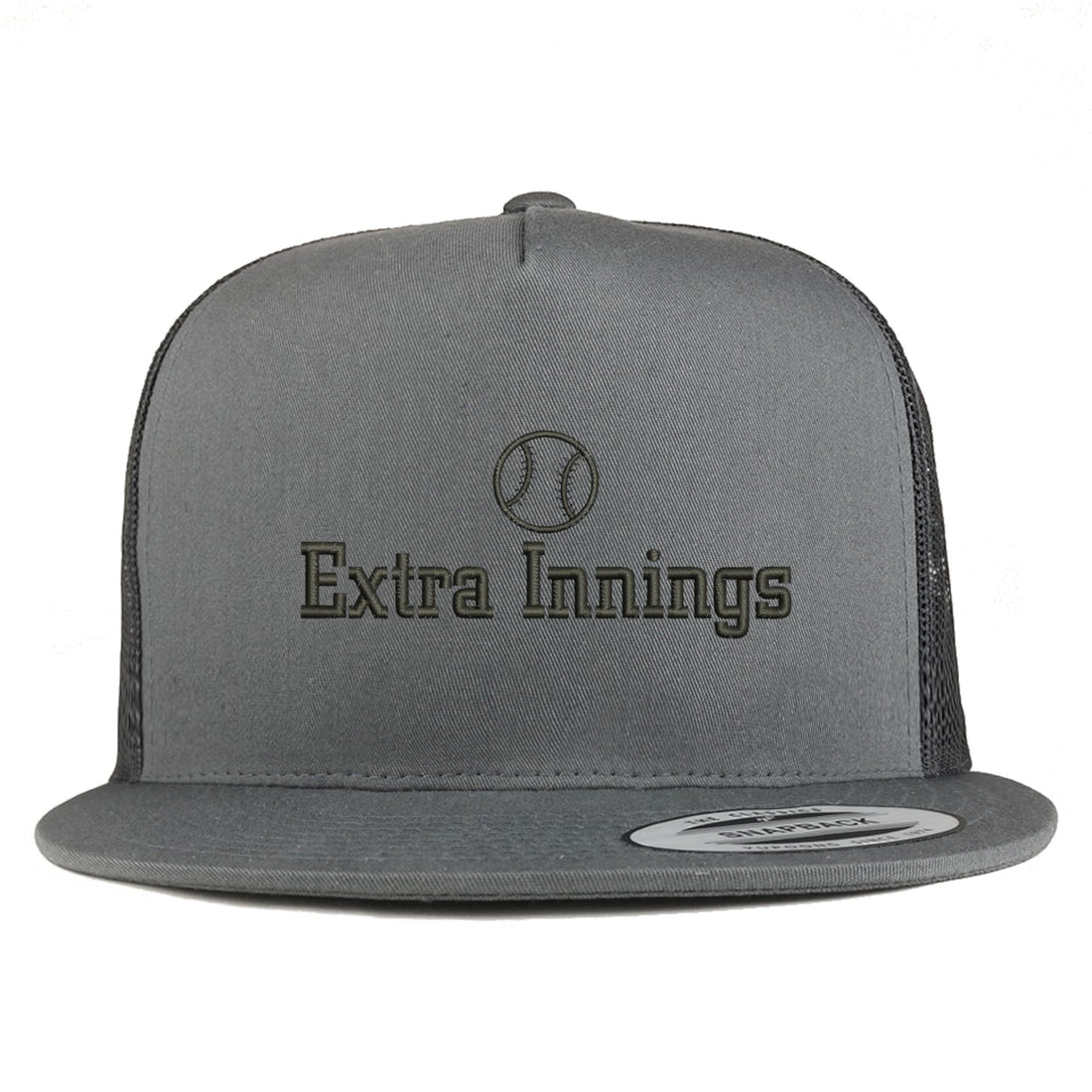 Trendy Apparel Shop Football Extra Innings Embroidered 5 Panel Flatbill Trucker Mesh Cap