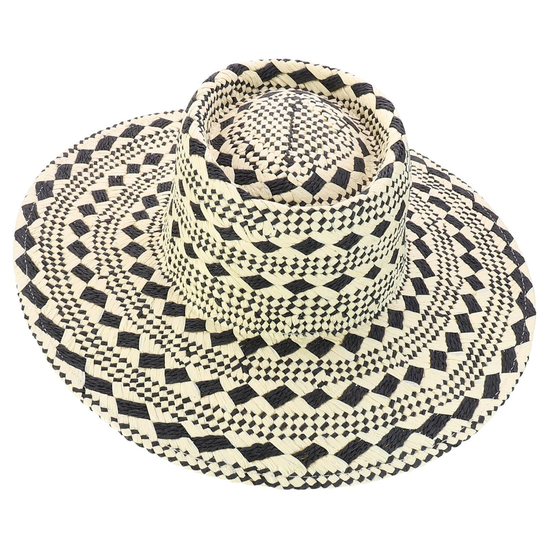 Trendy Apparel Shop Tribal Pattern Wide Brim Paper Gambler Hat