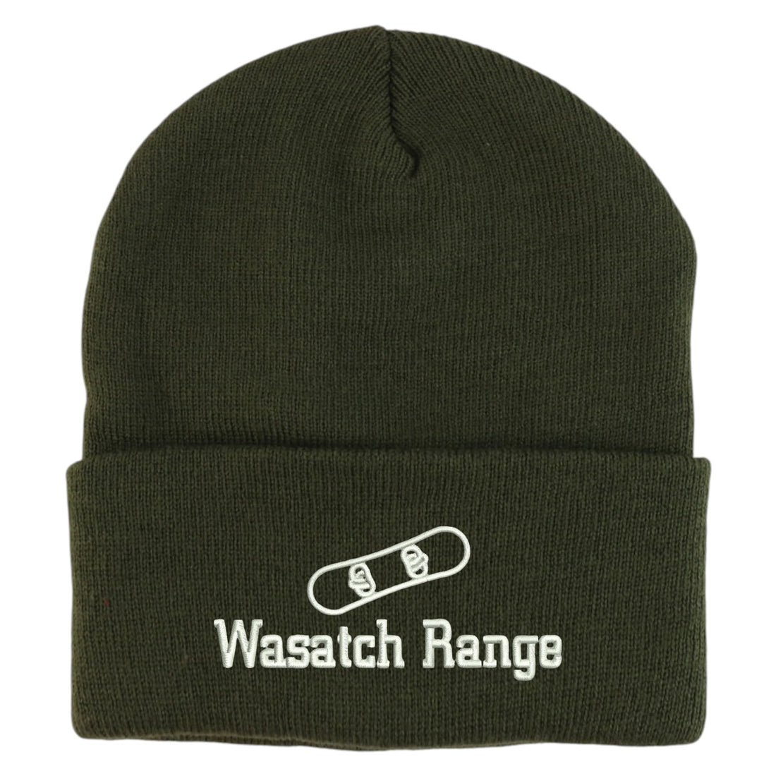 Trendy Apparel Shop Wasatch Range Snowboard Logo Embroidered Long Cuff Beanie
