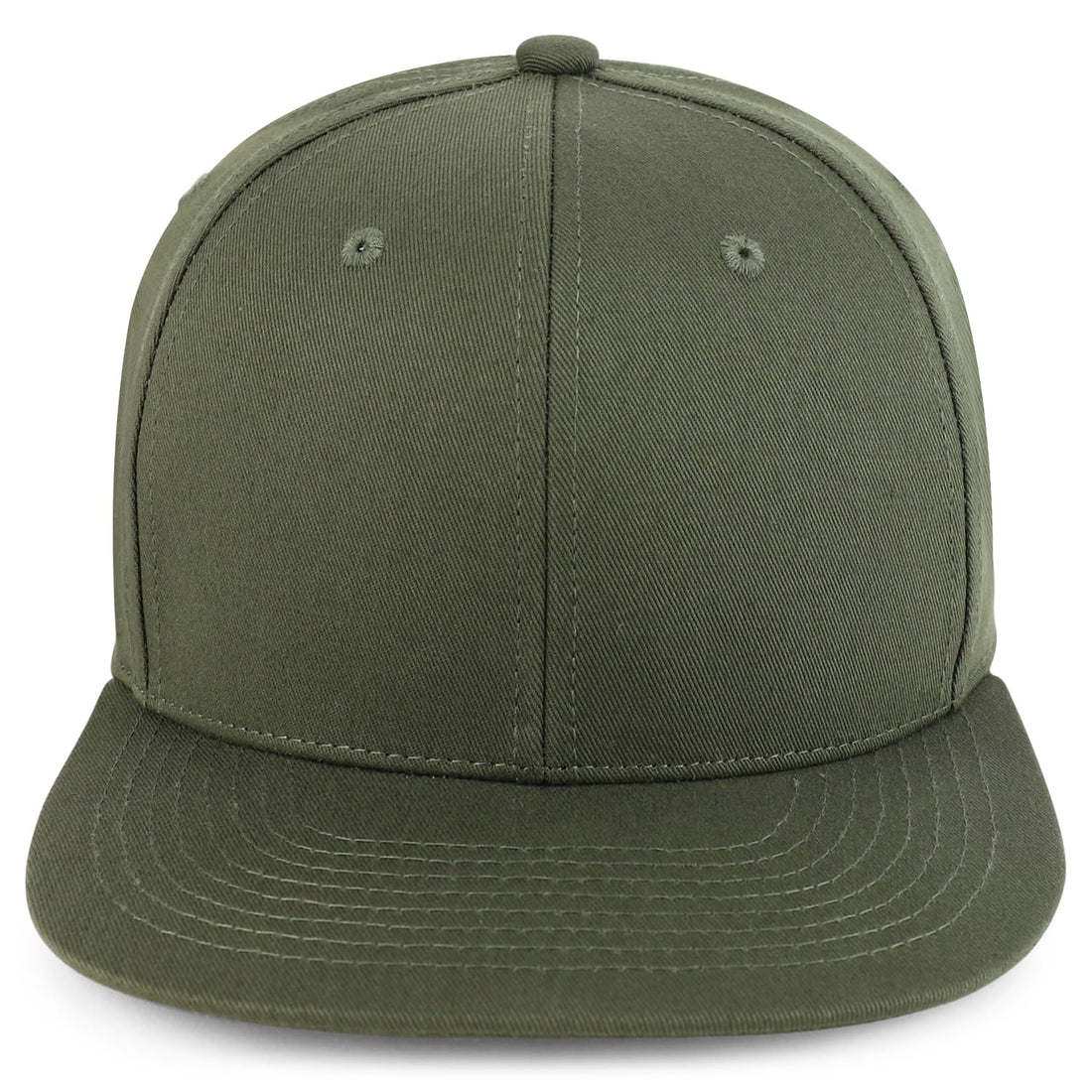 Trendy Apparel Shop 100% Cotton Plain Structured 6 Panels Flatbill Snapback Baseball Cap