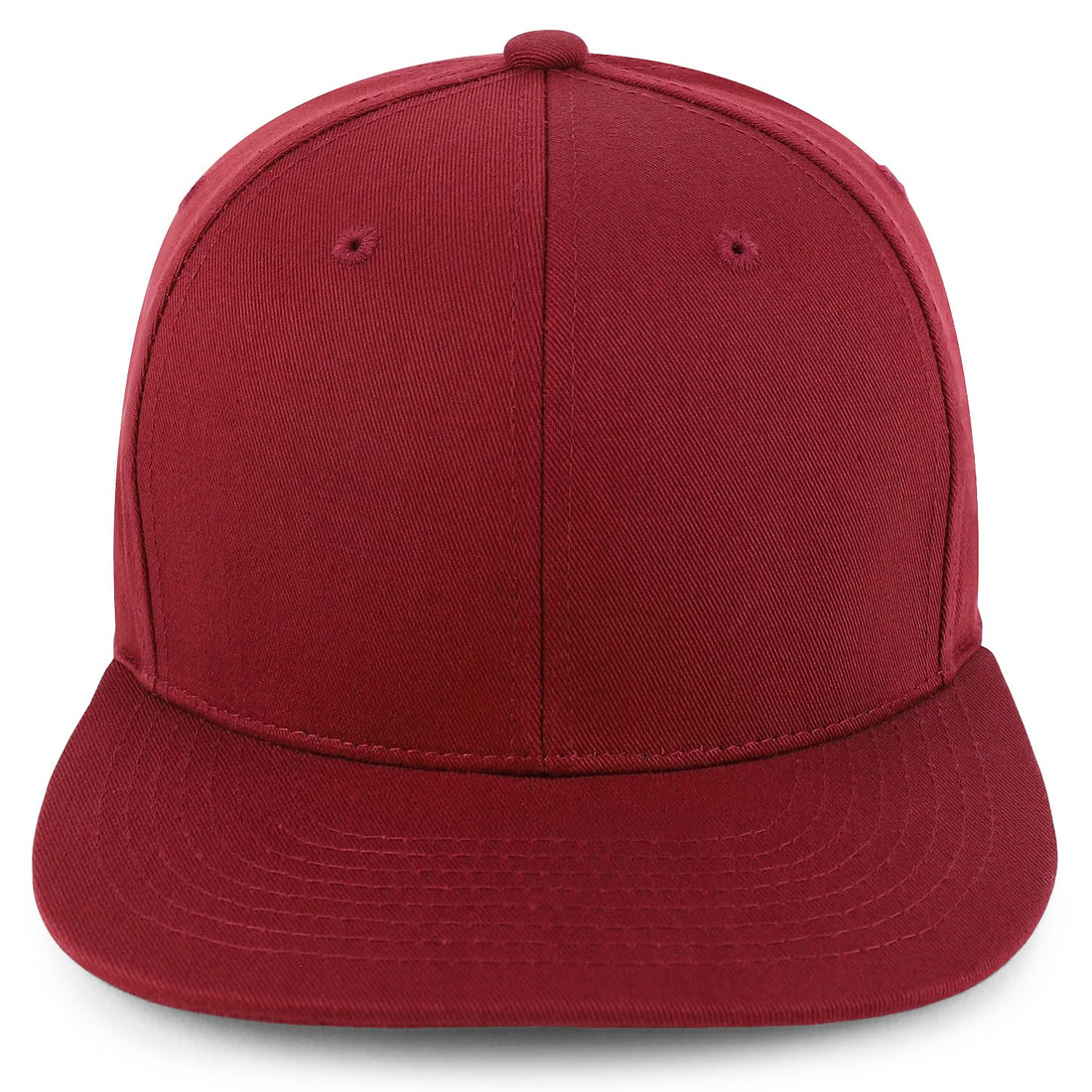 Trendy Apparel Shop 100% Cotton Plain Structured 6 Panels Flatbill Snapback Baseball Cap