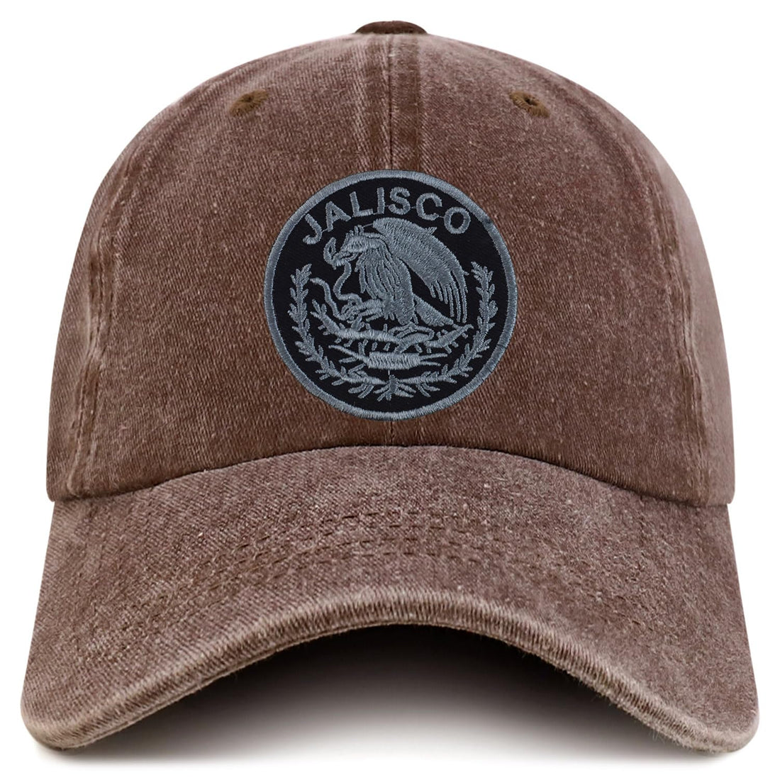 Trendy Apparel Shop Jalisco Mexico Charcoal Embroidered Patch Pigment Dyed Washed Baseball Cap