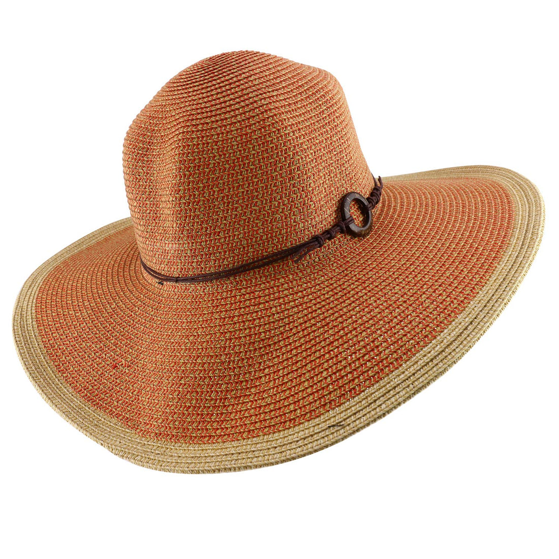 Trendy Apparel Shop Women's UPF 50+ Paper Braid Tweed Flat Brim Sun Hat
