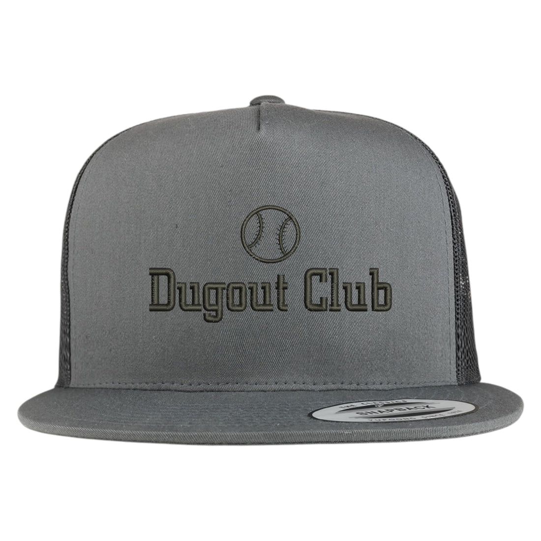 Trendy Apparel Shop Football Dugout Club Embroidered 5 Panel Flatbill Trucker Mesh Cap