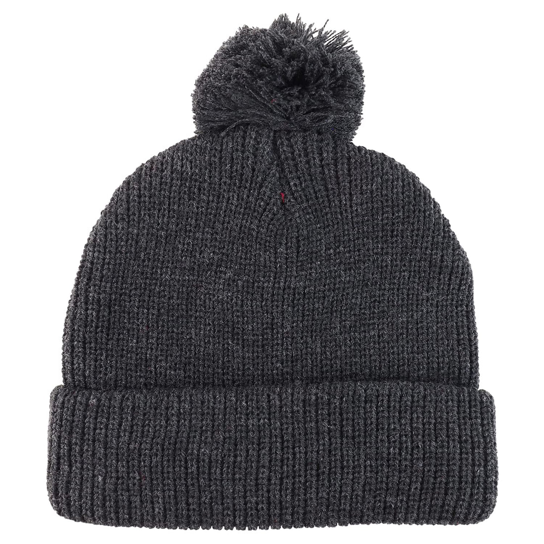Trendy Apparel Shop XXL Oversized Solid Pom Pom Winter Ribbed Cuffed Beanie