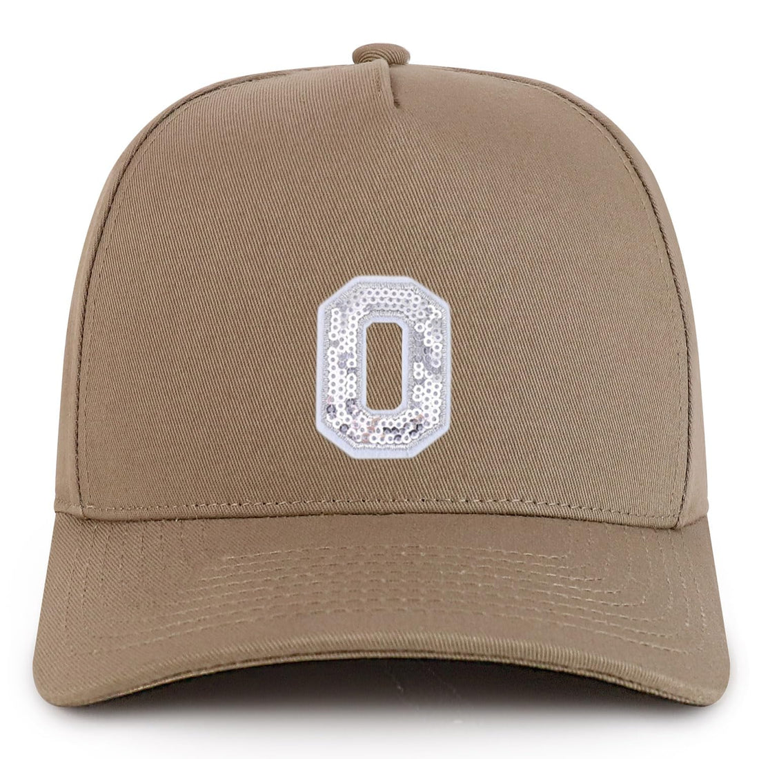 Trendy Apparel Shop Letter O Sequin Patch 5 Panel Cotton Baseball Cap