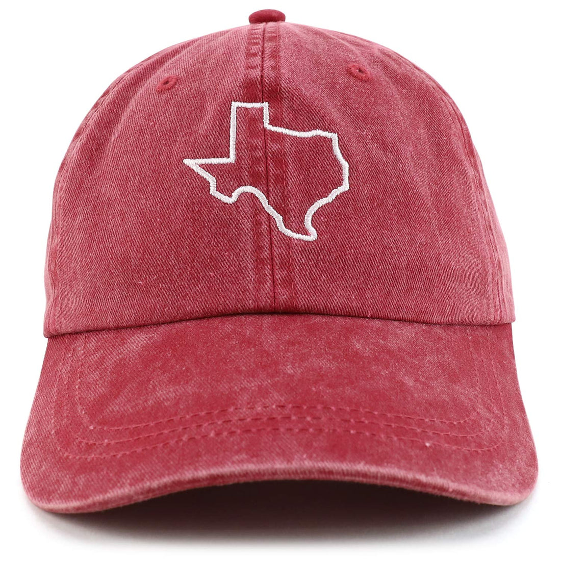 Trendy Apparel Shop Texas State Outline Embroidered Washed Cotton Adjustable Cap