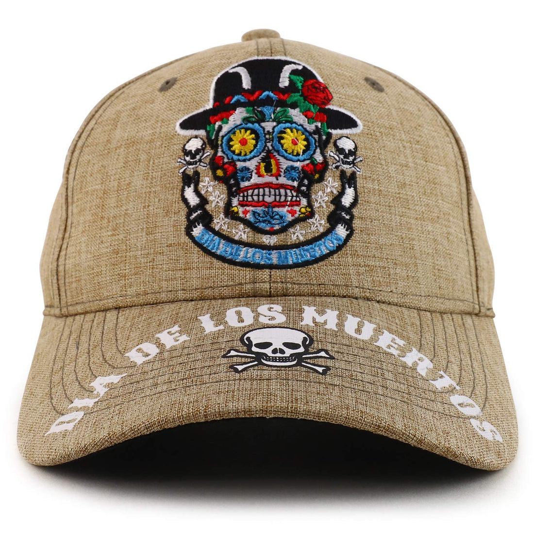 Trendy Apparel Shop Dia De Los Muerto Skull Embroidered Baseball Cap