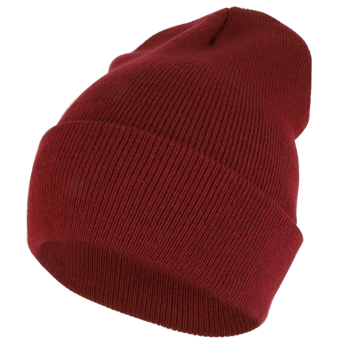 Trendy Apparel Shop Plain Long Cuff Winter Acrylic Beanie Cap