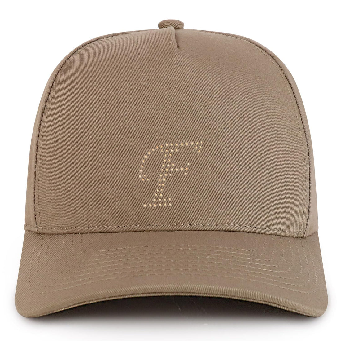 Trendy Apparel Shop Letter F Rhinestone Patch 5 Panel Cotton Baseball Cap