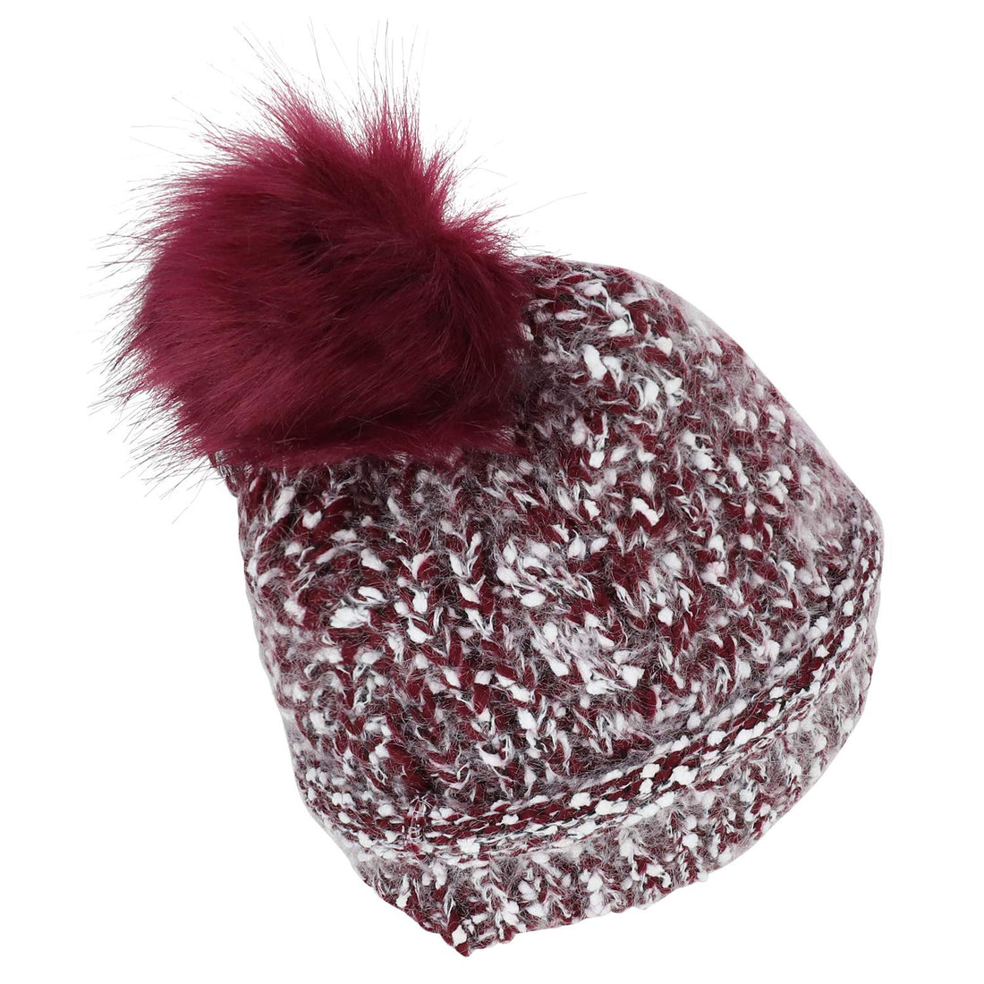Trendy Apparel Shop Marled Winter Fur Pom Cuff Long Stretchy Beanie