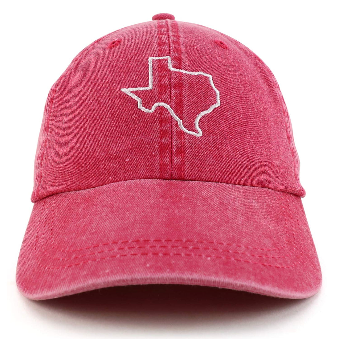 Trendy Apparel Shop Texas State Outline Embroidered Washed Cotton Adjustable Cap