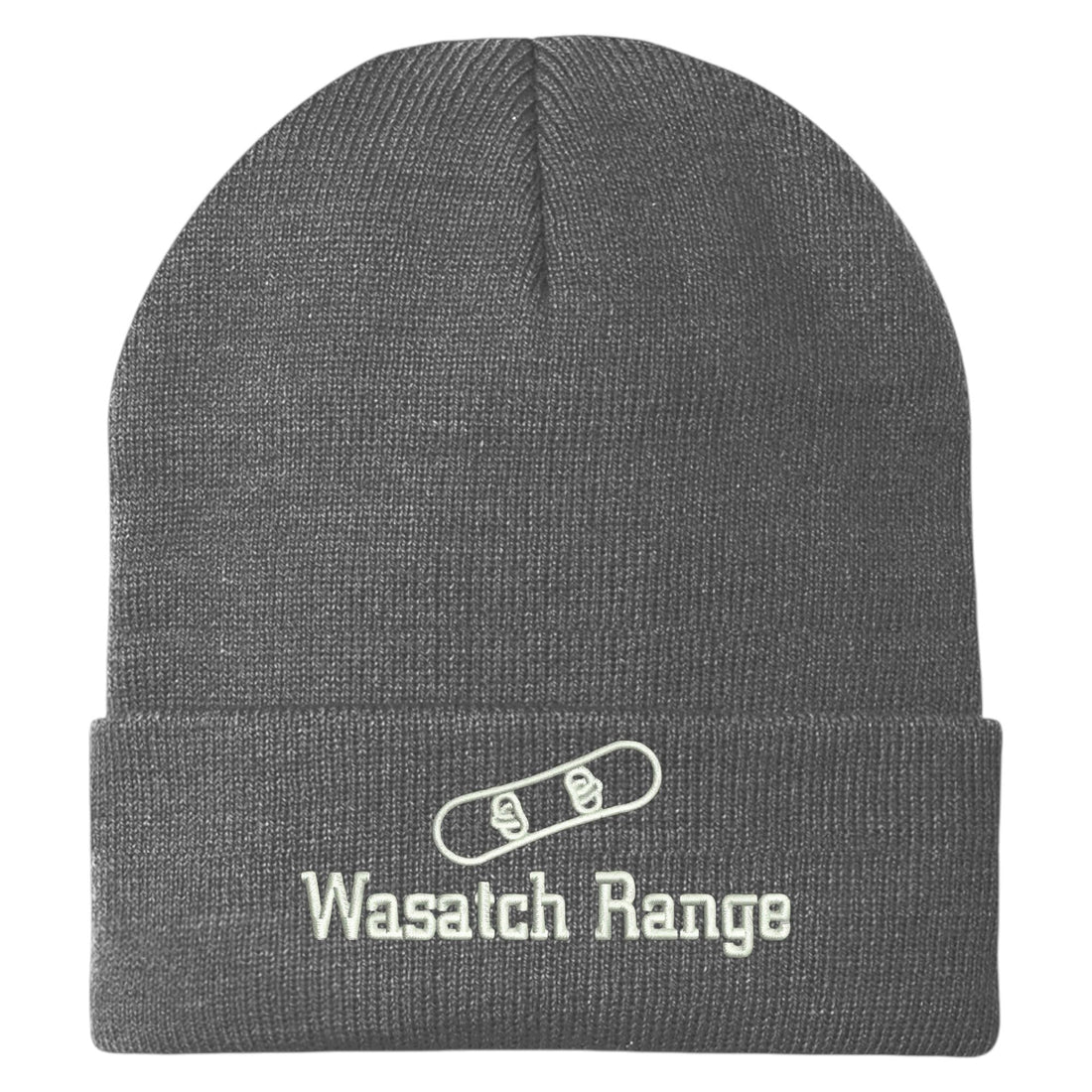Trendy Apparel Shop Wasatch Range Snowboard Logo Embroidered Long Cuff Beanie