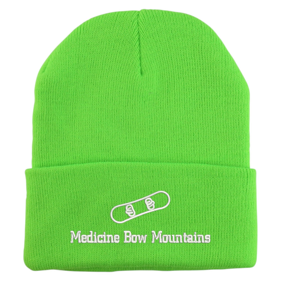 Trendy Apparel Shop Medicine Bow Mountains Snowboard Logo Embroidered Long Cuff Beanie