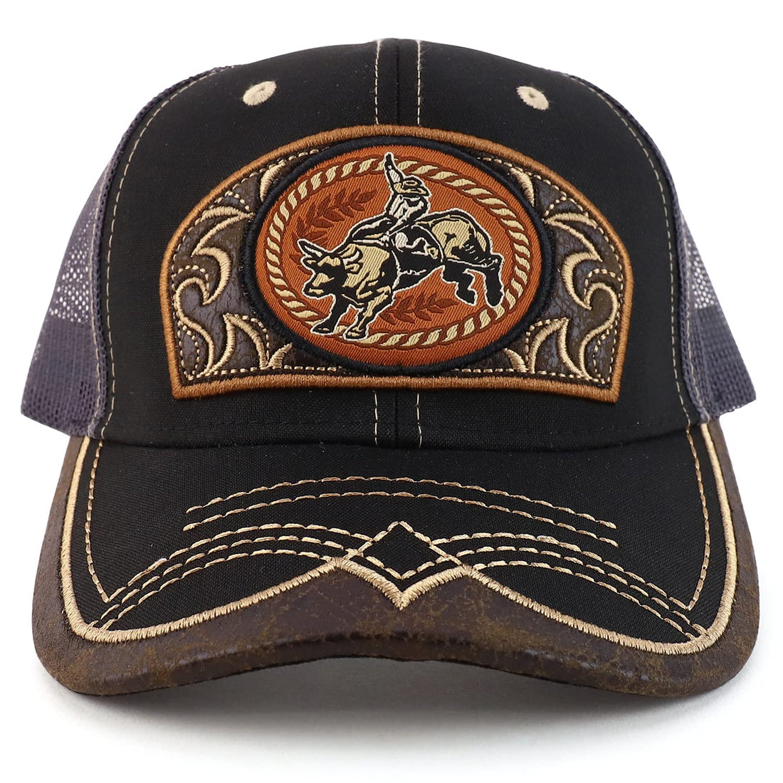 Trendy Apparel Shop Rodeo Leather Patch Trucker Snapback Ball Cap