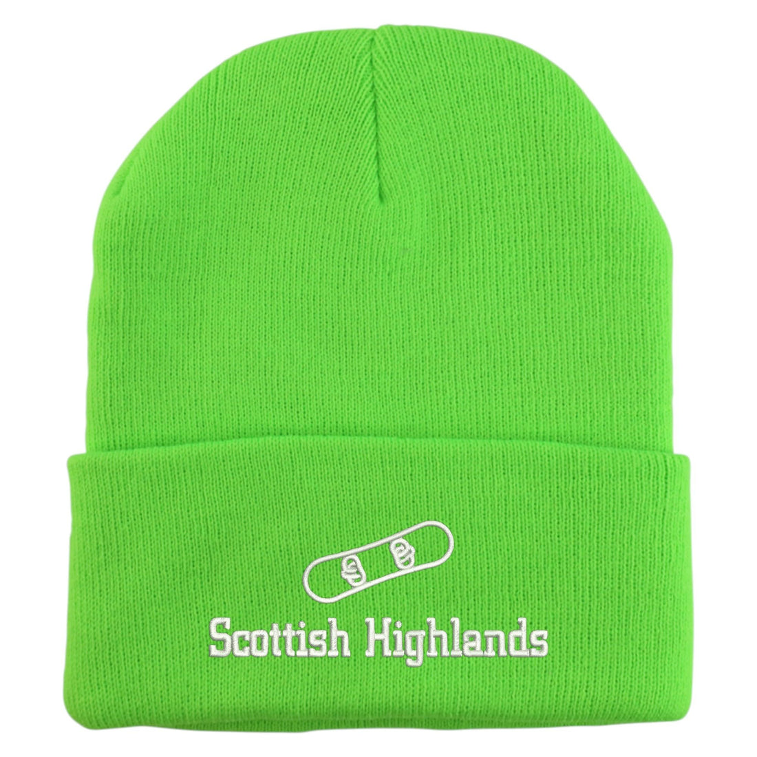 Trendy Apparel Shop Scottish Highlands Snowboard Logo Embroidered Long Cuff Beanie