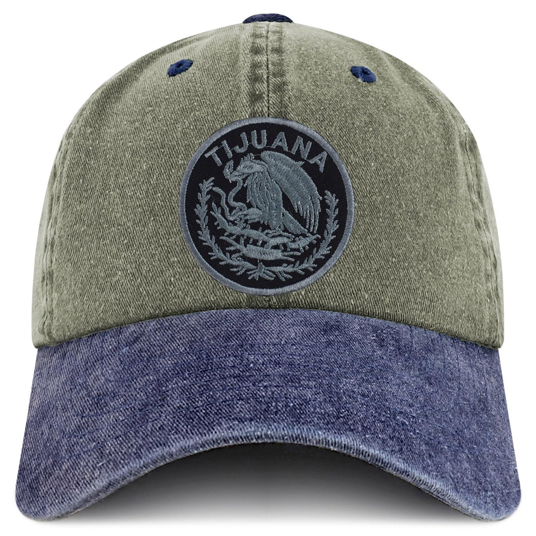 Trendy Apparel Shop Tijuana Mexico Charcoal Embroidered Patch Pigment Dyed Washed Baseball Cap