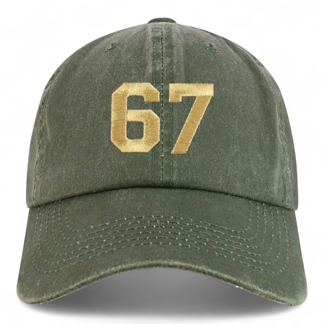 Trendy Apparel Shop Number 67 Gold Thread Embroidered Pigment Dyed Cotton Baseball Cap