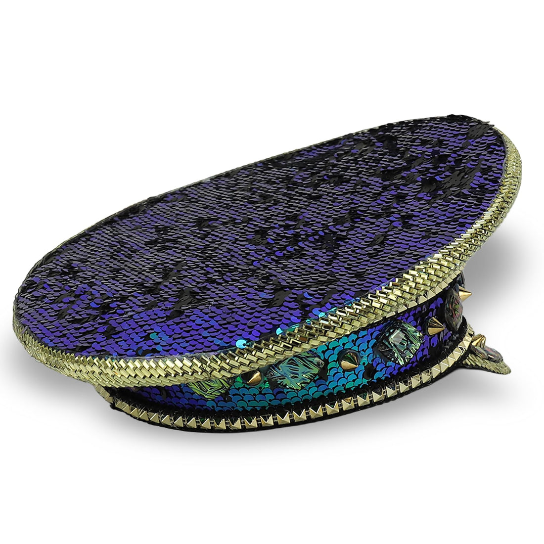 Trendy Apparel Shop Festival Party Sparkly Sequin Rhinestone Captain Hat