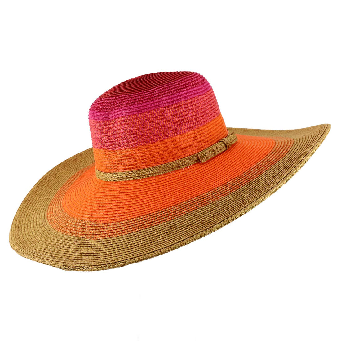 Trendy Apparel Shop UPF 50+ Colorful Mix Paper Poly Braid Wide Brim Sun Hat