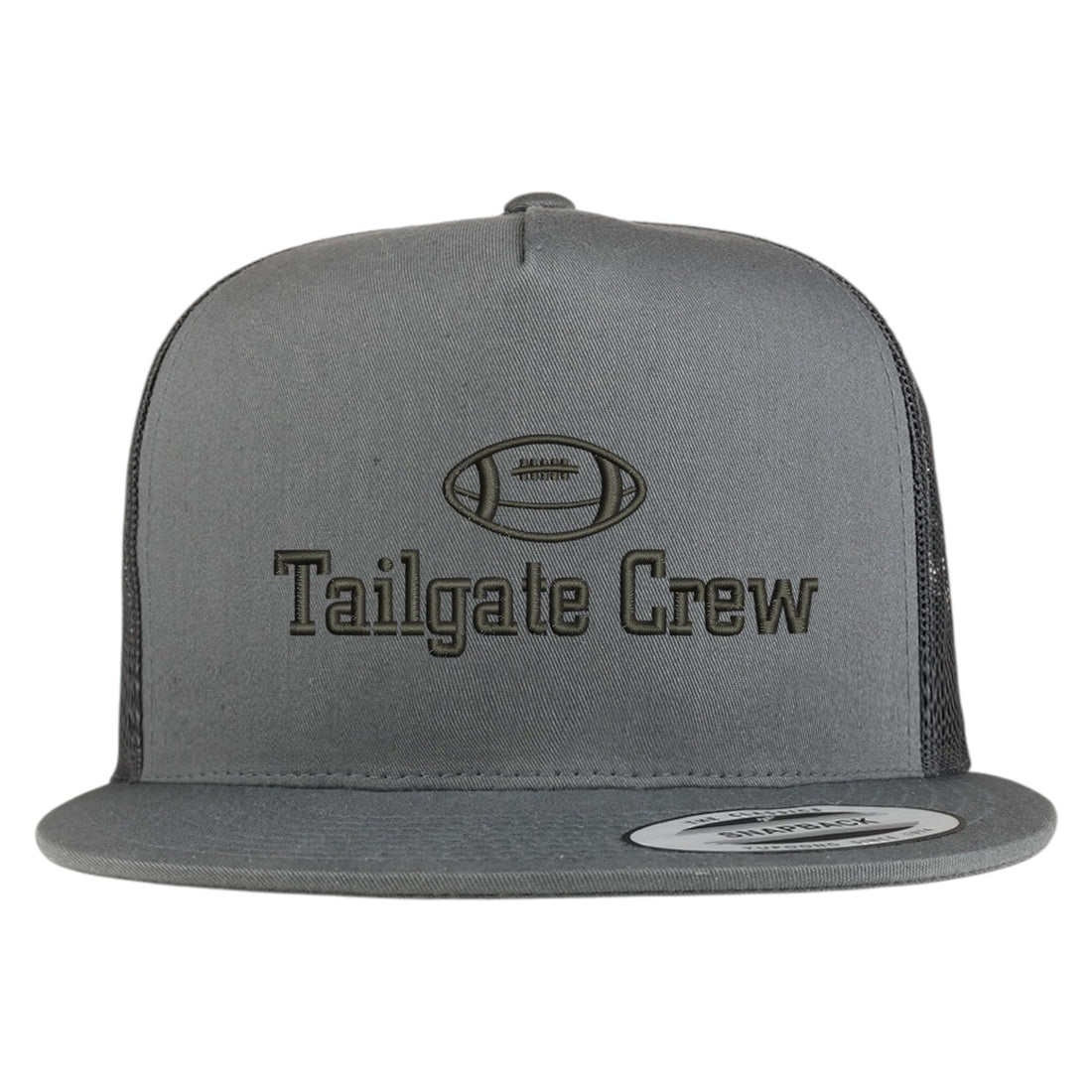 Trendy Apparel Shop Football Tailgate Crew Embroidered 5 Panel Flatbill Trucker Mesh Cap