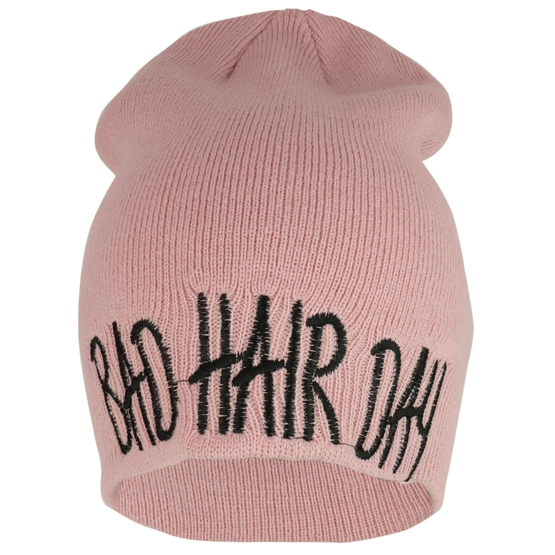 Trendy Apparel Shop Bad Hair Day Text Embroidered Beanie Hat